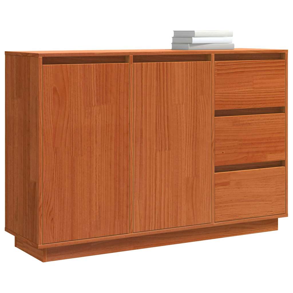 Sideboard Brown Oak 111 x 34 x 75 cm Solid Pine Wood