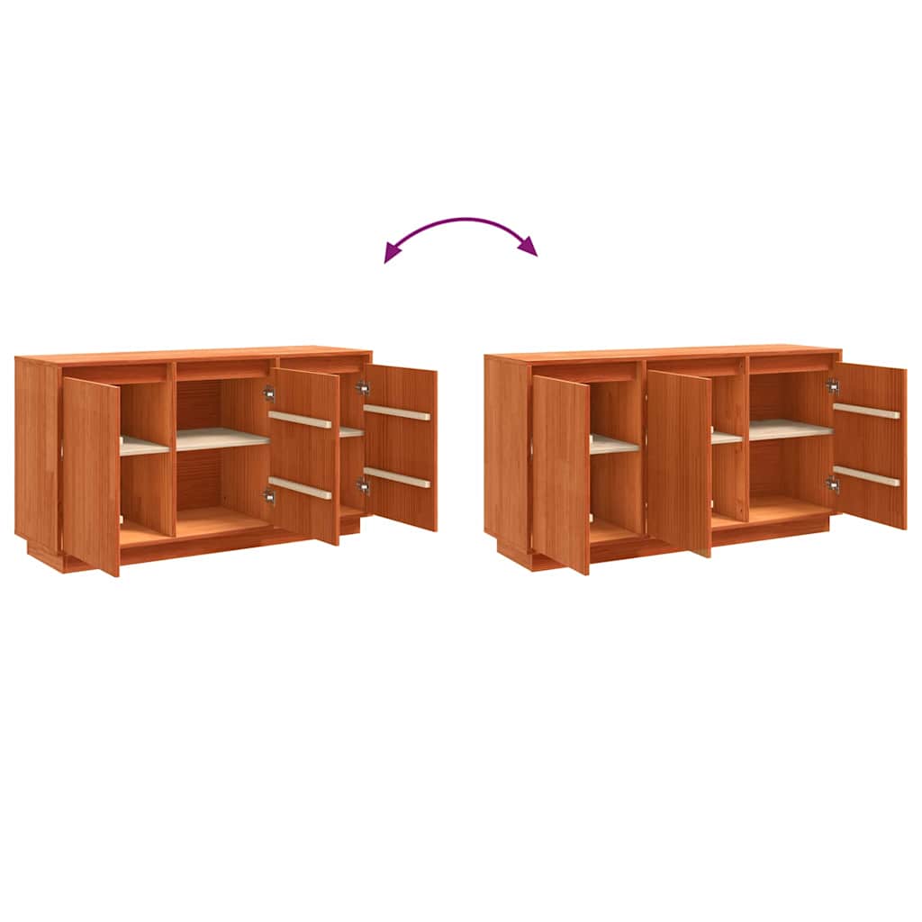 Sideboard Brown Oak 111 x 34 x 60 cm Solid Pine Wood