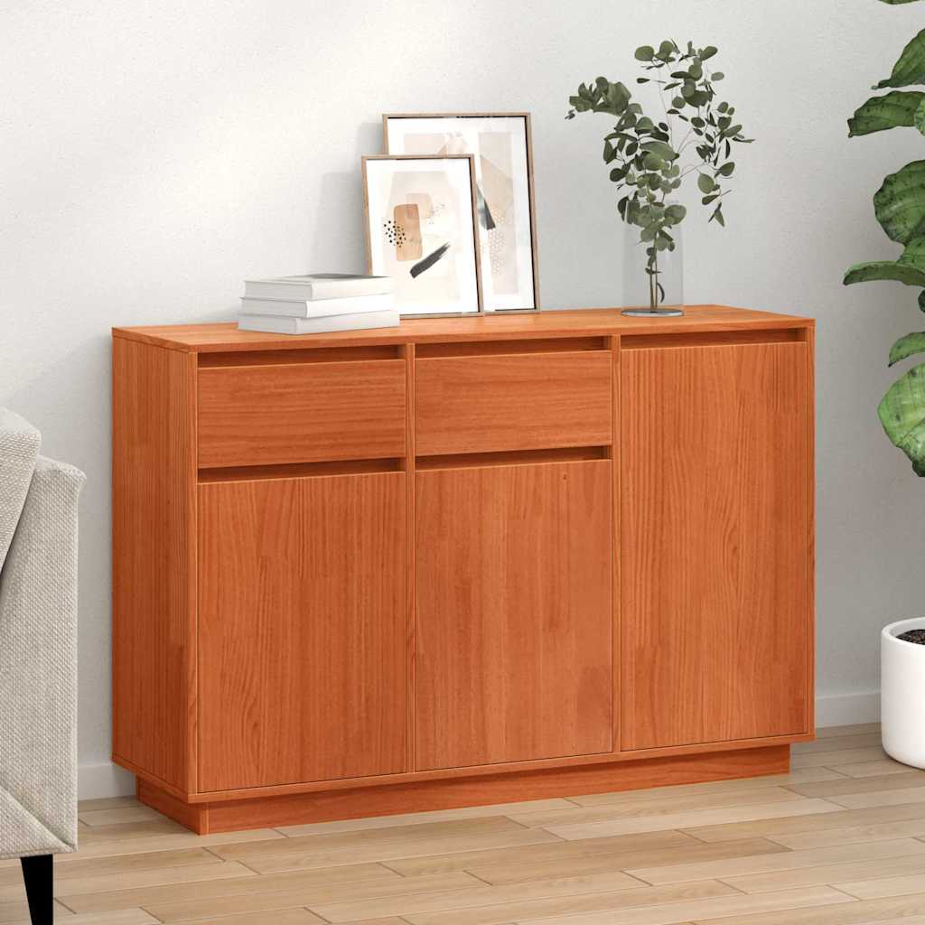 Sideboard Wax Brown 110 x 34 x 75 cm Solid Pine Wood
