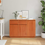 Sideboard Wax Brown 110 x 34 x 75 cm Solid Pine Wood