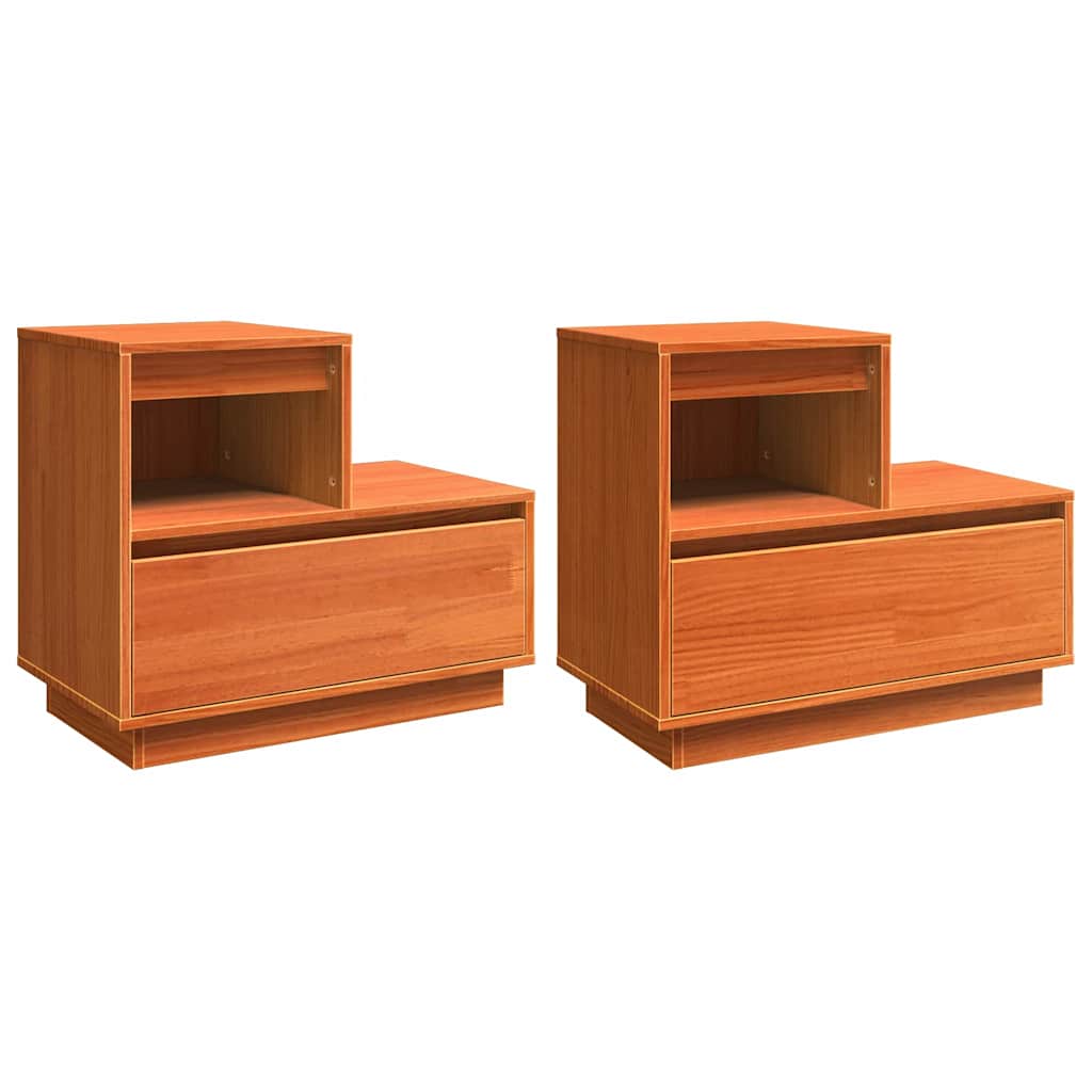 Bedside Cabinet 2 pcs Wax Brown 60 x 34 x 51 cm Engineered Wood
