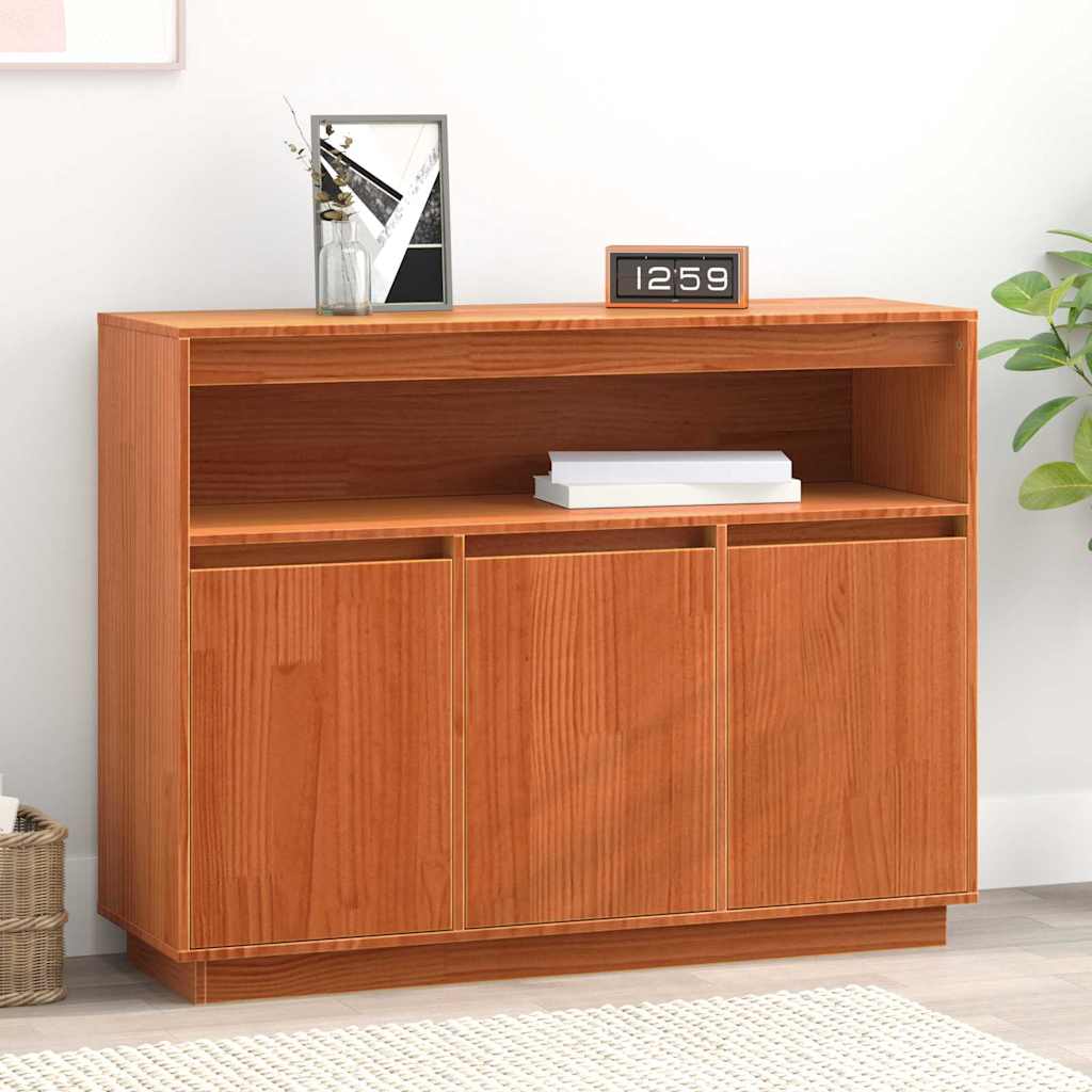 Sideboard Wax Brown 104.5 x 34 x 80 cm Solid Pine Wood