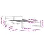 Bed Frame Wax Brown 195.5 x 140.5 x 51 cm Solid Pine Wood