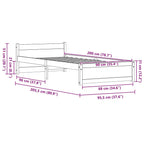 Bed Frame Wax Brown 205.5 x 95.5 x 51 cm Solid Pine Wood