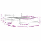 Bed Frame Wax Brown 205.5 x 145.5 x 51 cm Solid Pine Wood