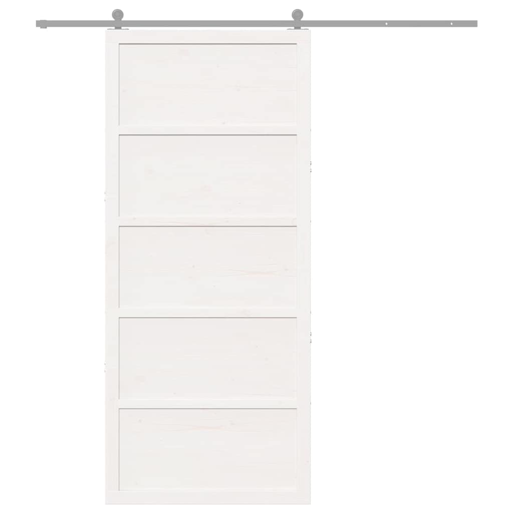 Barn Door White 100 x 2.5 x 208 cm Solid Pine Wood