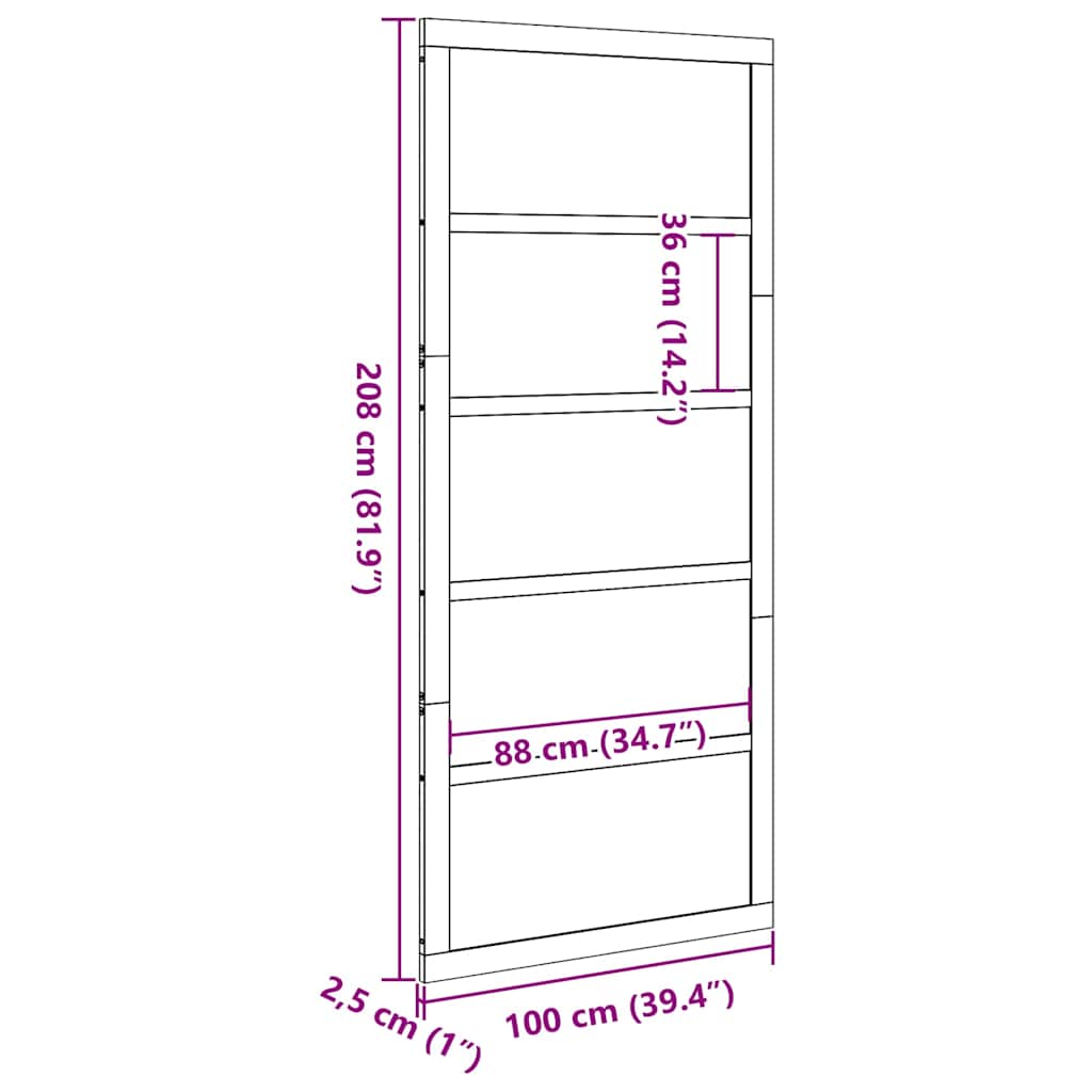 Barn Door White 100 x 2.5 x 208 cm Solid Pine Wood