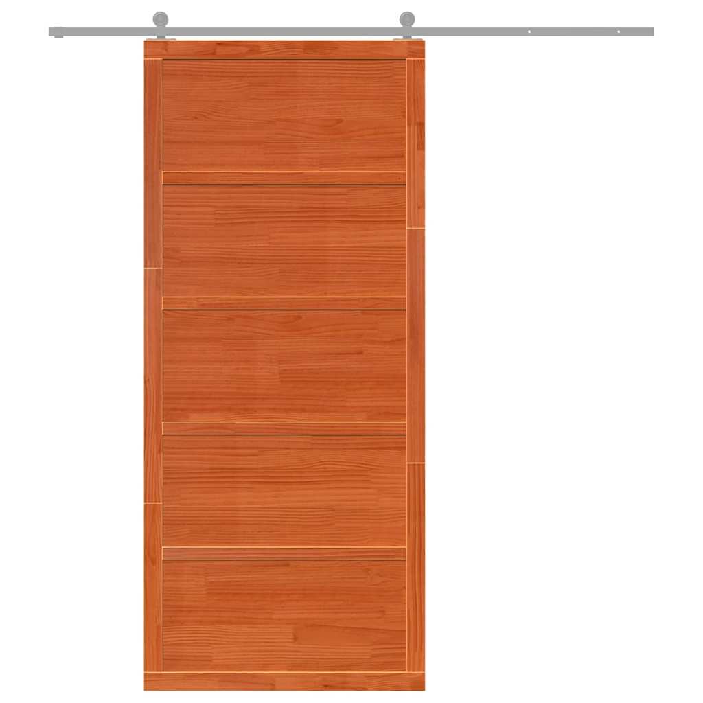 Barn Door Wax Brown 100 x 2.5 x 208 cm Solid Pine Wood