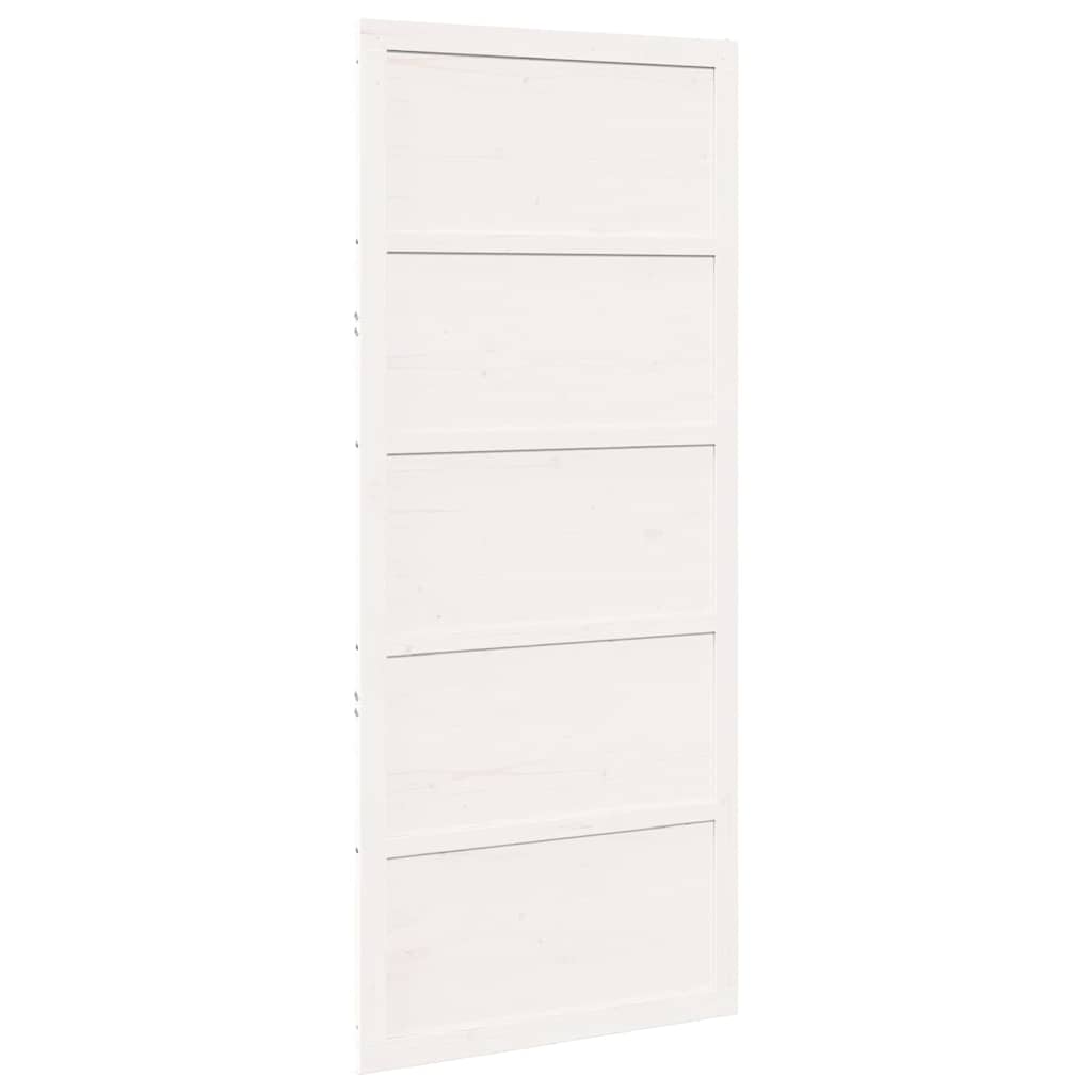 Barn Door White 90 x 2.5 x 208 cm Solid Pine Wood