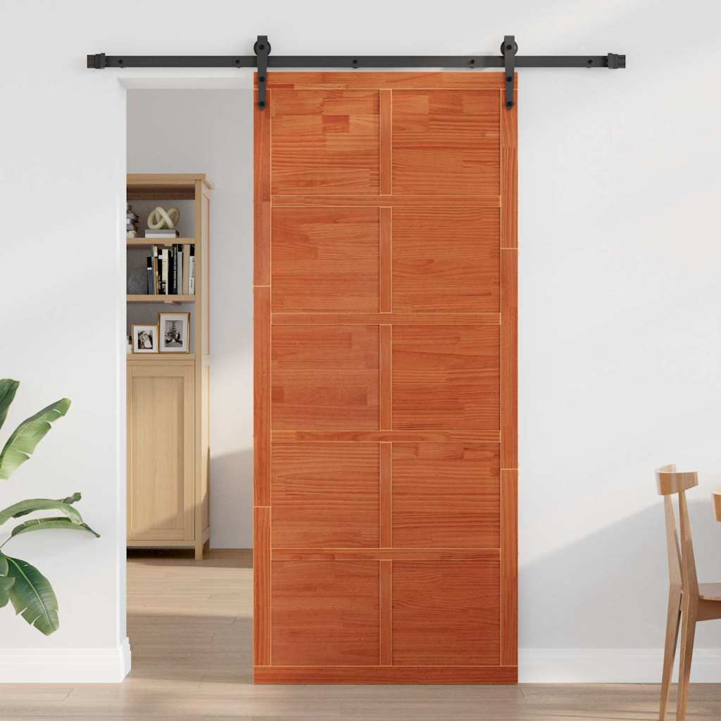 Barn Door Wax Brown 100 x 2.5 x 208 cm Solid Pine Wood