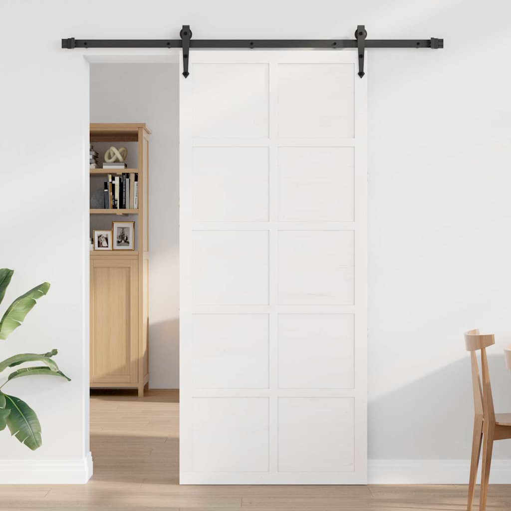 Barn Door White 90 x 2.5 x 208 cm Solid Pine Wood