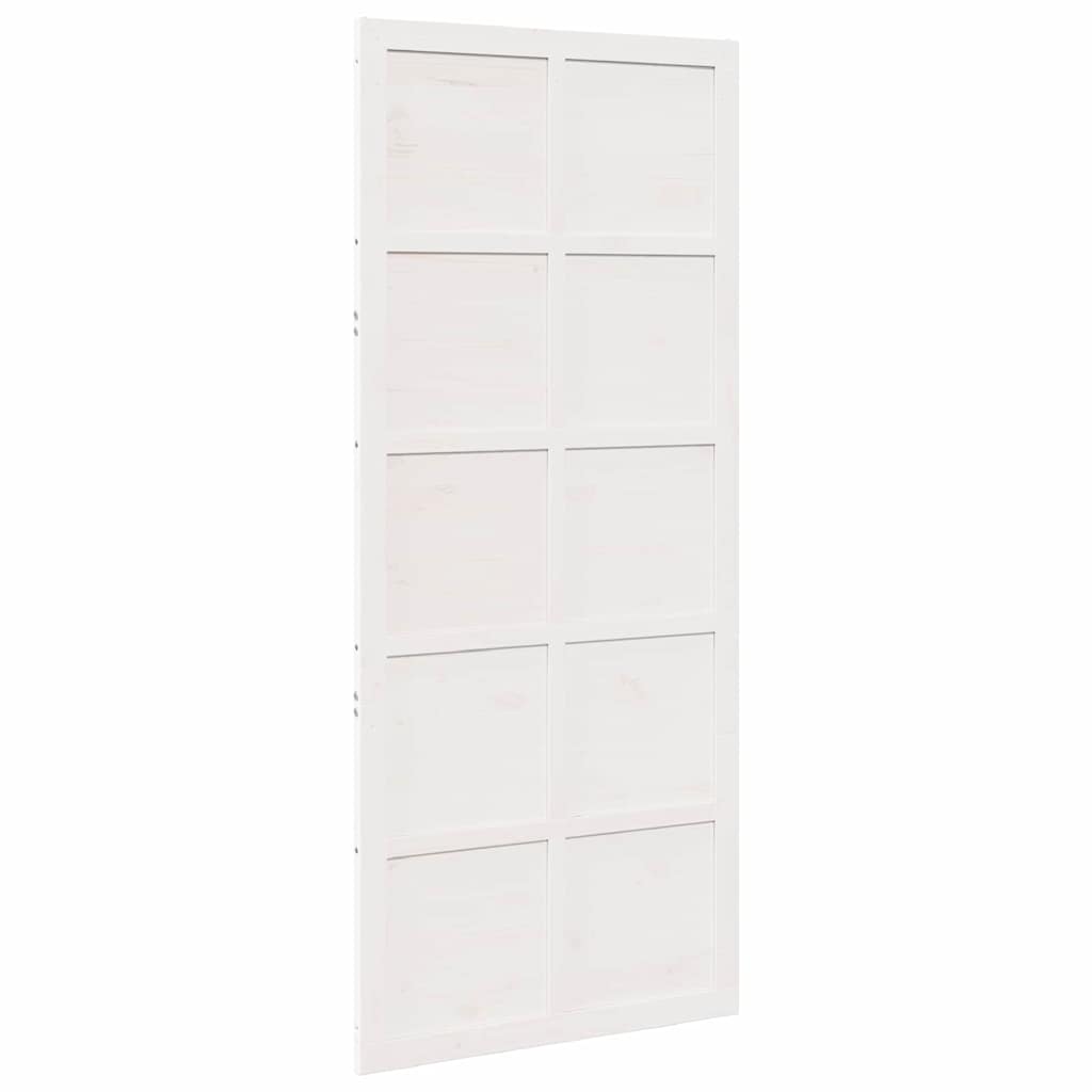 Barn Door White 90 x 2.5 x 208 cm Solid Pine Wood