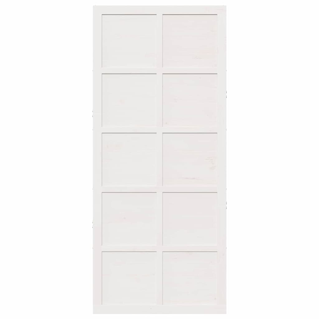 Barn Door White 90 x 2.5 x 208 cm Solid Pine Wood