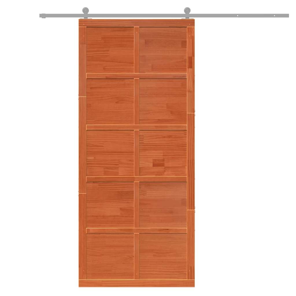 Barn Door Wax Brown 90 x 2.5 x 208 cm Solid Pine Wood