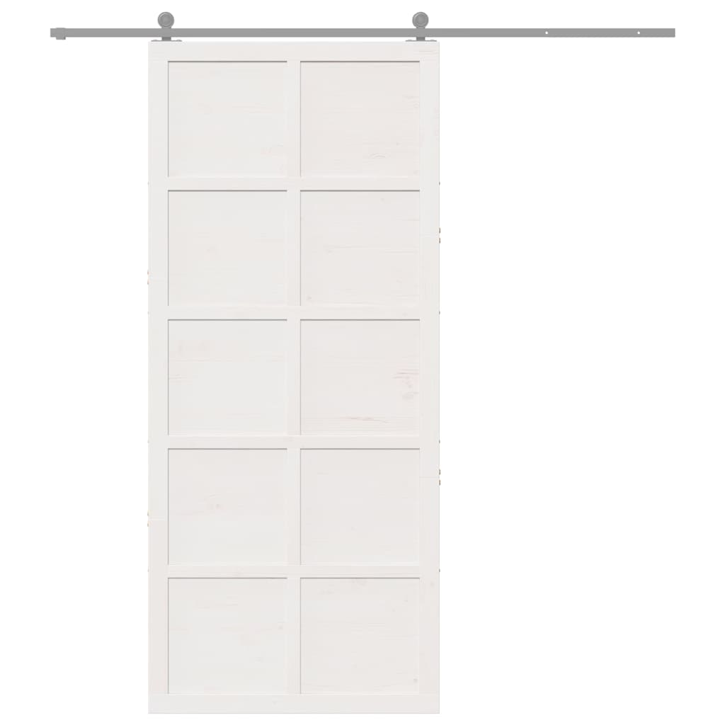 Barn Door White 80 x 2.5 x 208 cm Solid Pine Wood