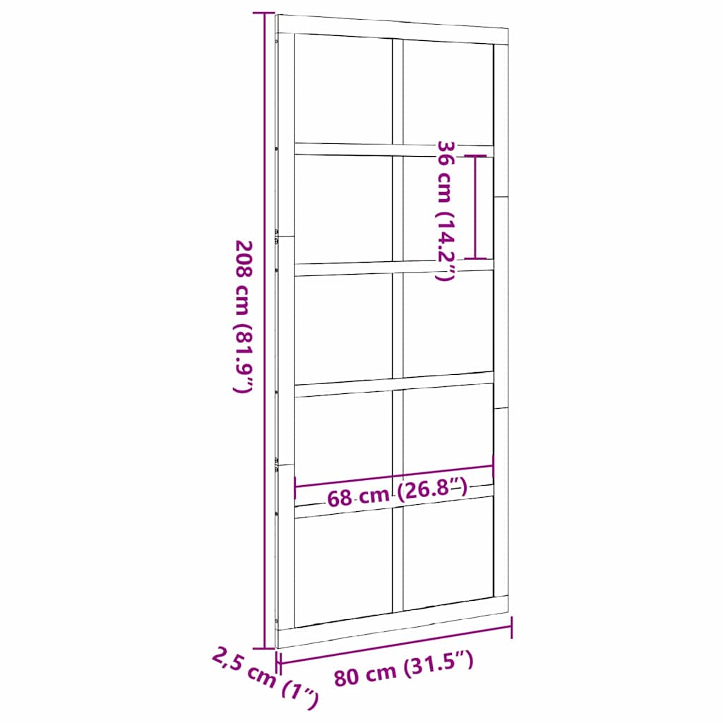 Barn Door Brown 80 x 2.5 x 208 cm Solid Pine Wood