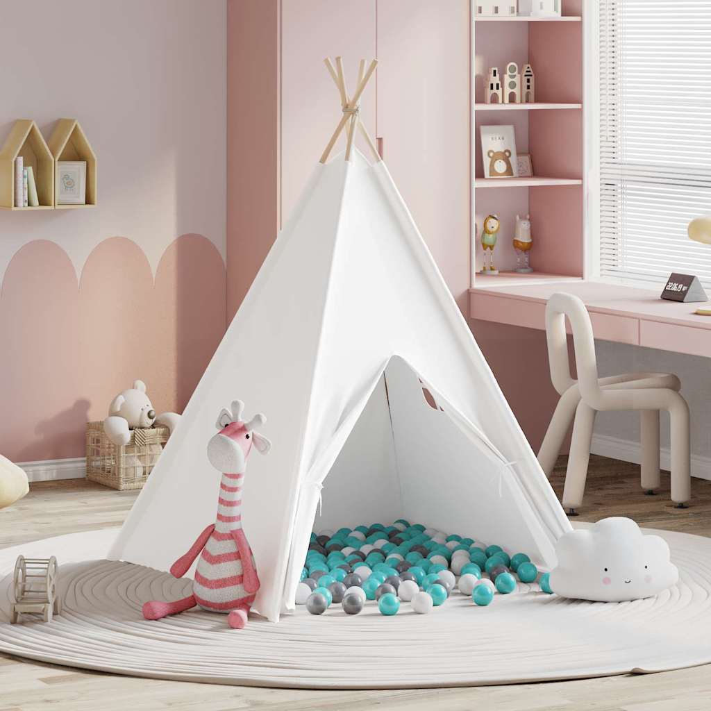 Teepee Tent White 120 x 120 x 150 cm Fabric and Plastic