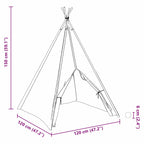Teepee Tent White 120 x 120 x 150 cm Fabric and Plastic