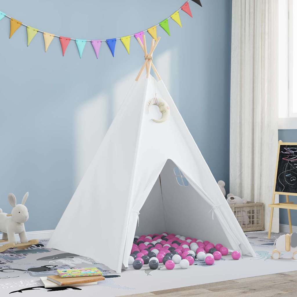 Teepee Tent White 120 x 120 x 150 cm Fabric and Plastic