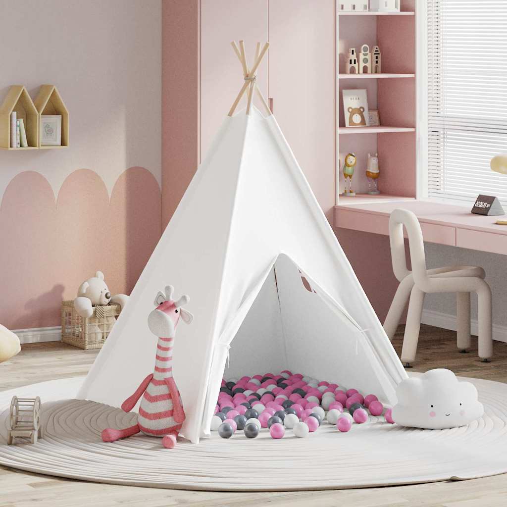 Teepee Tent White 120 x 120 x 150 cm Fabric and Plastic