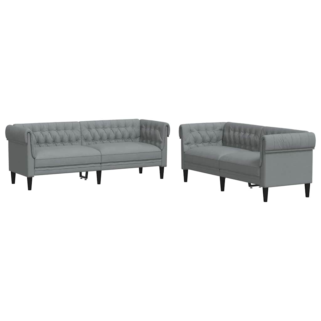 Living Room Couch 2 pcs Light Grey Fabric