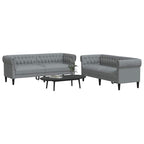 Living Room Couch 2 pcs Light Grey Fabric