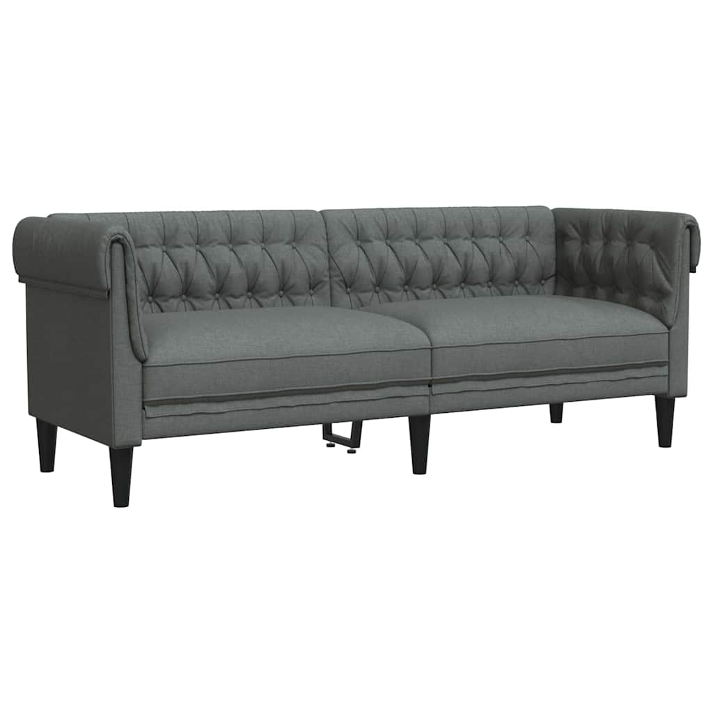 Living Room Couch 2 pcs Dark Grey Fabric