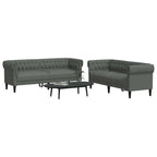 Living Room Couch 2 pcs Dark Grey Fabric