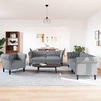 Living Room Couch 3 pcs Light Grey Fabric