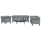 Living Room Couch 3 pcs Light Grey Fabric