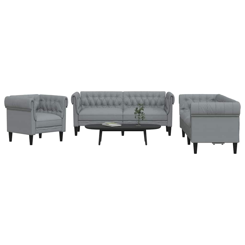 Living Room Couch 3 pcs Light Grey Fabric