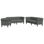 Living Room Couch 3 pcs Dark Grey Fabric