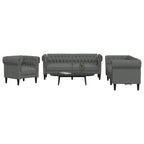 Living Room Couch 3 pcs Dark Grey Fabric