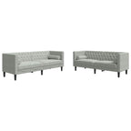 Living Room Couch 2 pcs Light Grey 194 x 74.5 x 70.5 cm Velvet