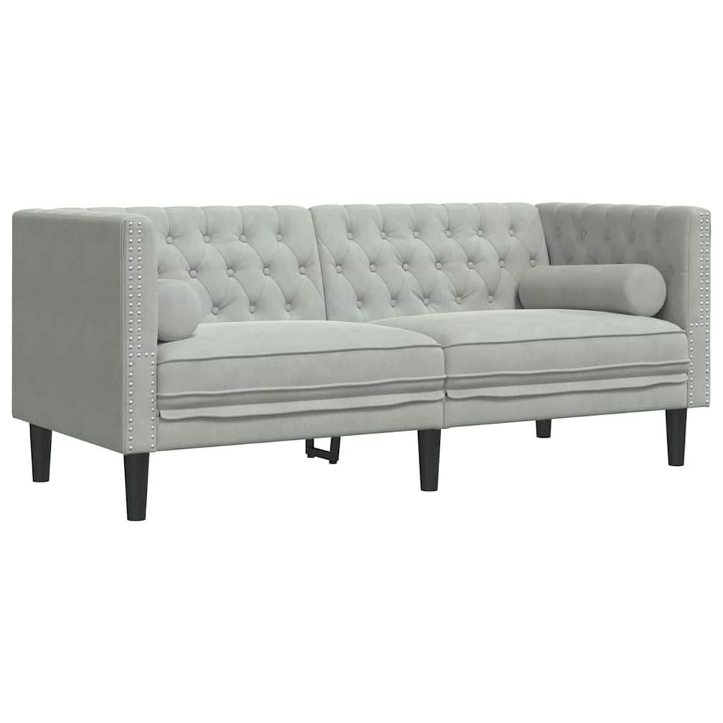 Living Room Couch 2 pcs Light Grey 194 x 74.5 x 70.5 cm Velvet