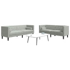 Living Room Couch 2 pcs Light Grey 194 x 74.5 x 70.5 cm Velvet
