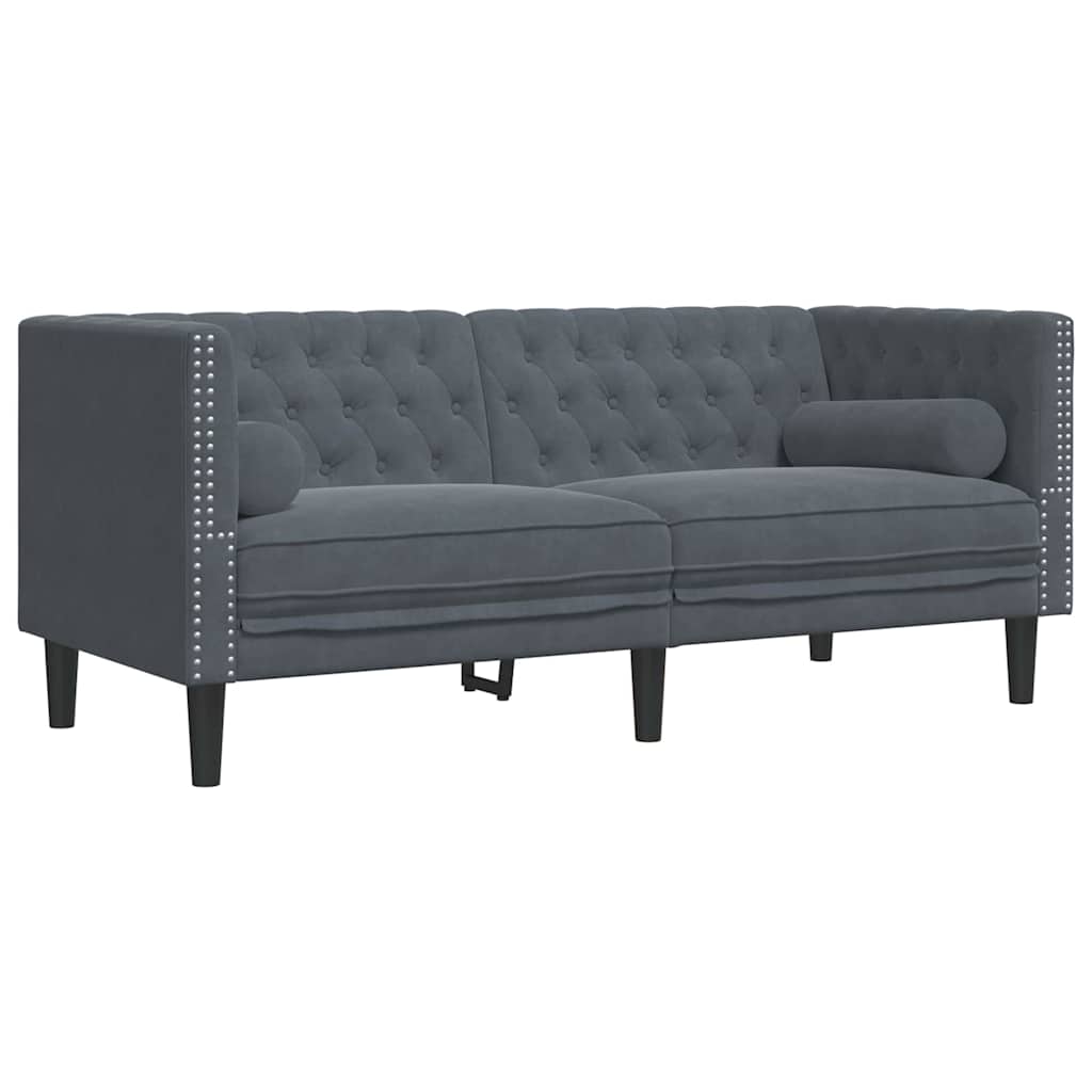 Living Room Couch 2 pcs Dark Grey 194 x 74.5 x 70.5 cm Velvet