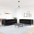 Living Room Couch 2 pcs Black 194 x 74.5 x 70.5 cm Velvet