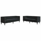 Living Room Couch 2 pcs Black 194 x 74.5 x 70.5 cm Velvet