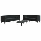 Living Room Couch 2 pcs Black 194 x 74.5 x 70.5 cm Velvet