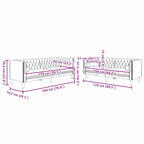 Living Room Couch 2 pcs Black 194 x 74.5 x 70.5 cm Velvet