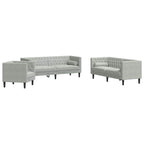 Living Room Couch 3 pcs Light Grey 194 x 74.5 x 70.5 cm Velvet