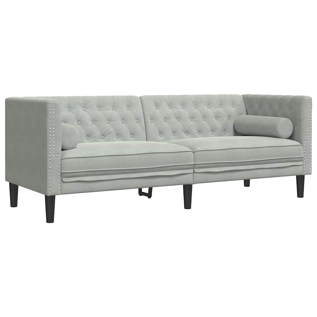 Living Room Couch 3 pcs Light Grey 194 x 74.5 x 70.5 cm Velvet