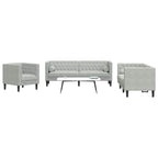 Living Room Couch 3 pcs Light Grey 194 x 74.5 x 70.5 cm Velvet