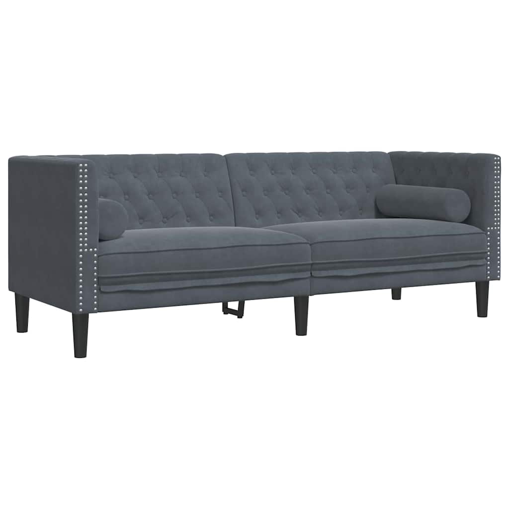 Living Room Couch 3 pcs Dark Grey 194 x 74.5 x 70.5 cm Velvet