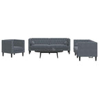 Living Room Couch 3 pcs Dark Grey 194 x 74.5 x 70.5 cm Velvet