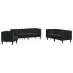 Living Room Couch 3 pcs Black 194 x 74.5 x 70.5 cm Velvet