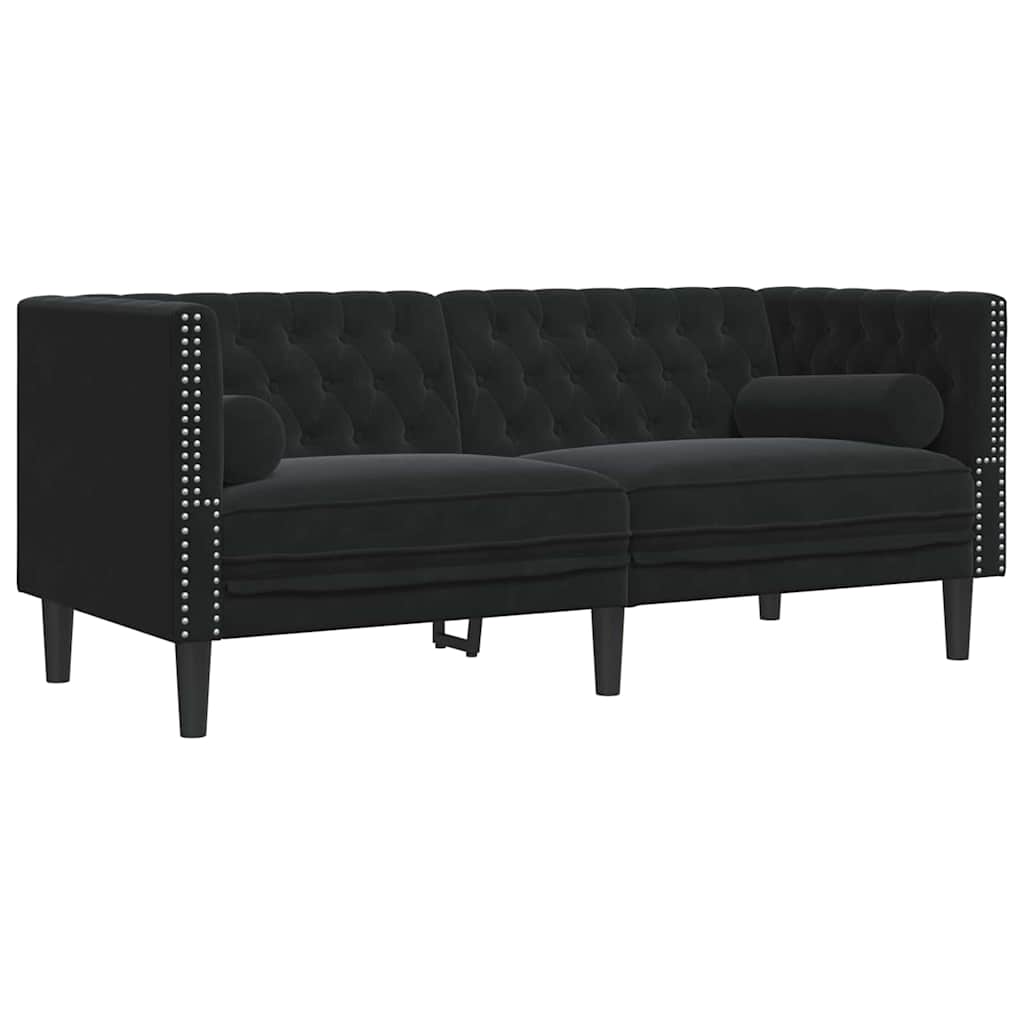 Living Room Couch 3 pcs Black 194 x 74.5 x 70.5 cm Velvet