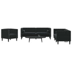 Living Room Couch 3 pcs Black 194 x 74.5 x 70.5 cm Velvet