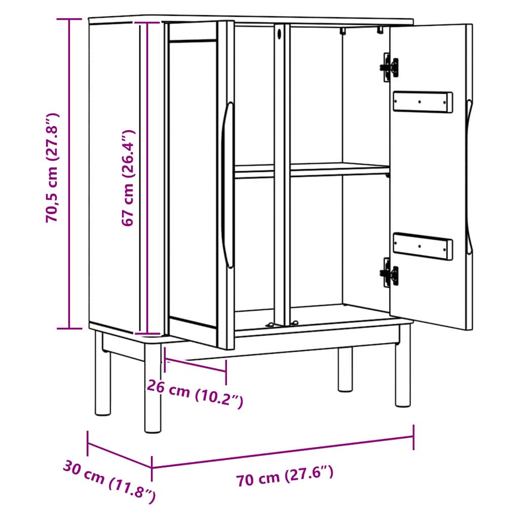 Sideboard Wax Brown 70 x 30 x 70.5 cm Solid Pine Wood